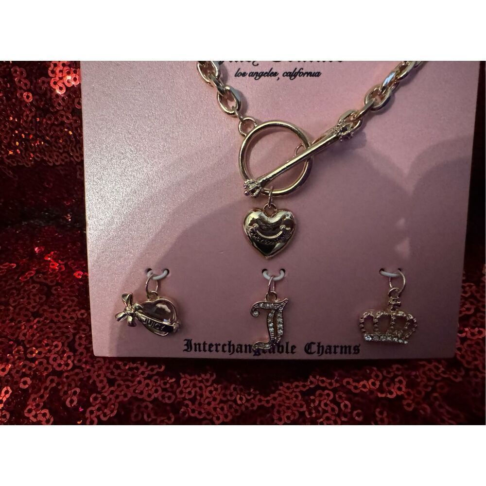 Heritage y2k juicy couture interchangeable 9x charm necklace's gold bundle/lot - Picture 3 of 7